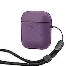 TPU fodral kompatibelt med AirPods 2nd Generation Protective fodral kompatibelt med Apple Airpods 2 with Hand Loop, Leather Touch Design kompatibelt med Airpods 2 fodral(Purple)