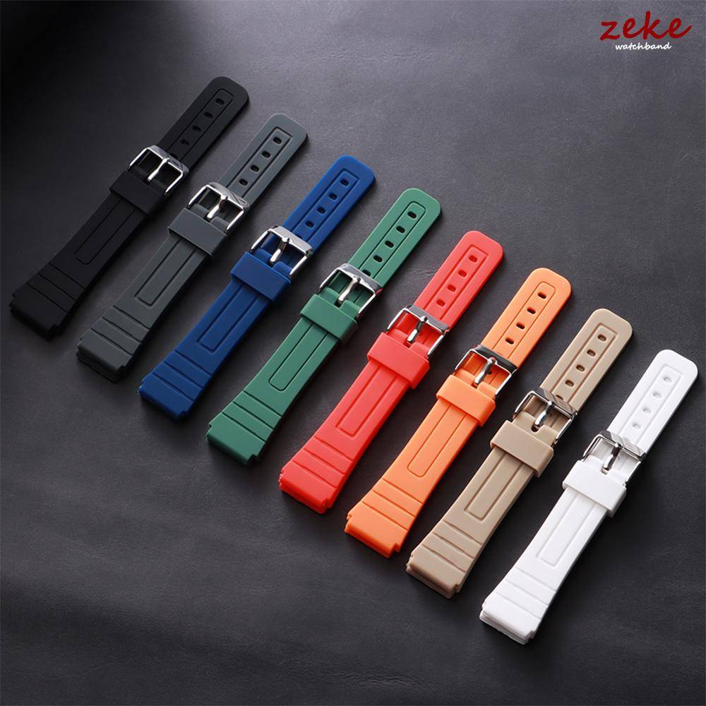 18mm Silikon Klockarmband för Casio F91W W-800H SGW400 F91W F84 F105/108 A158/168 AE1200/1300 Klockarmband Mjukt Herr Armband grå