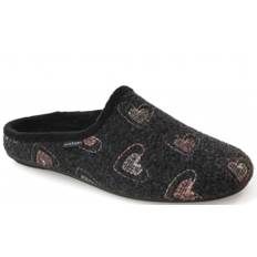 Home Slippers - Dark Grey-Hearts - 40