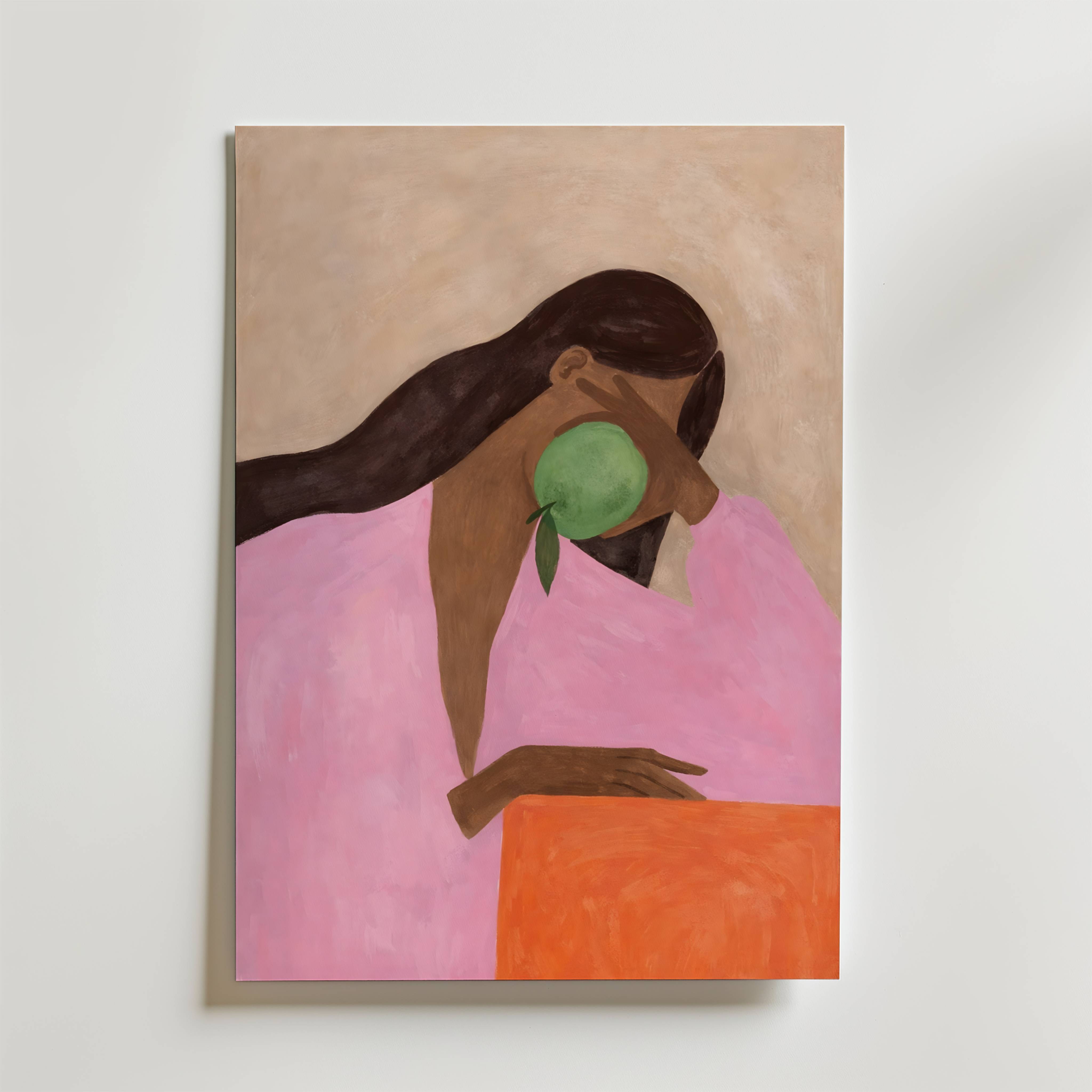 Woman With Apple Poster - Fine Art Poster 30x40 cm