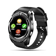 Tipmant Smartwatch fitness klocka herr dam barn smart klocka med SIM-kort kortplats kamera stegräknare stoppur fitness tracker telefonklocka för Samsung Huawei Xiaomi Android (svart)