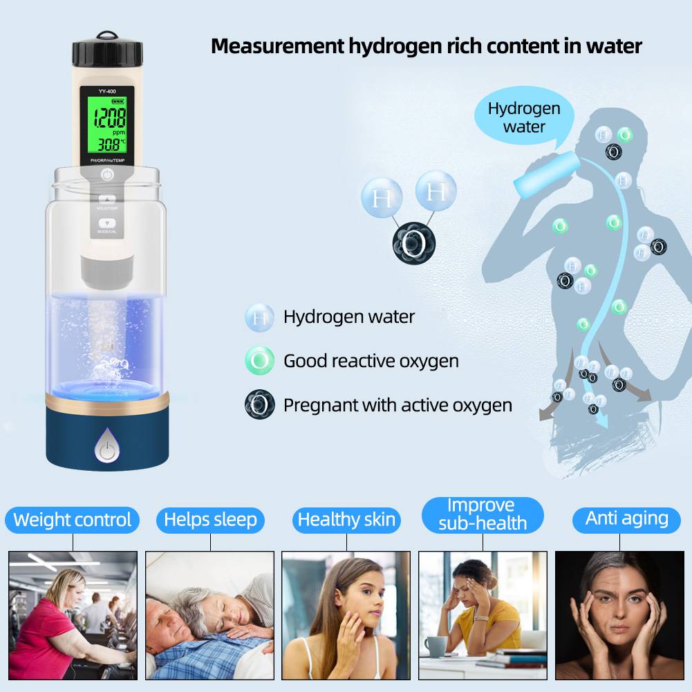 Yieryi YY-400 4-In-1 Digital PH ORP H2 TEMP Meter Hydrogen Water Quality Tester With ATC For Aquariums Pools Drinking Water