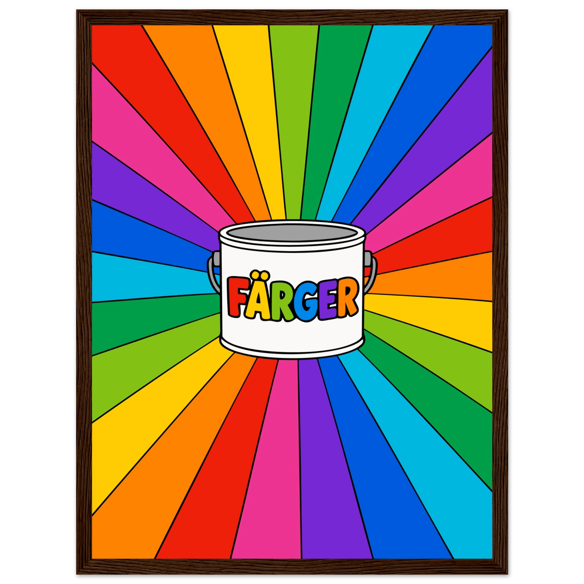 Färger med färgburk poster-30x40 cm / 12x16″ / Med ram / Mörkt trä