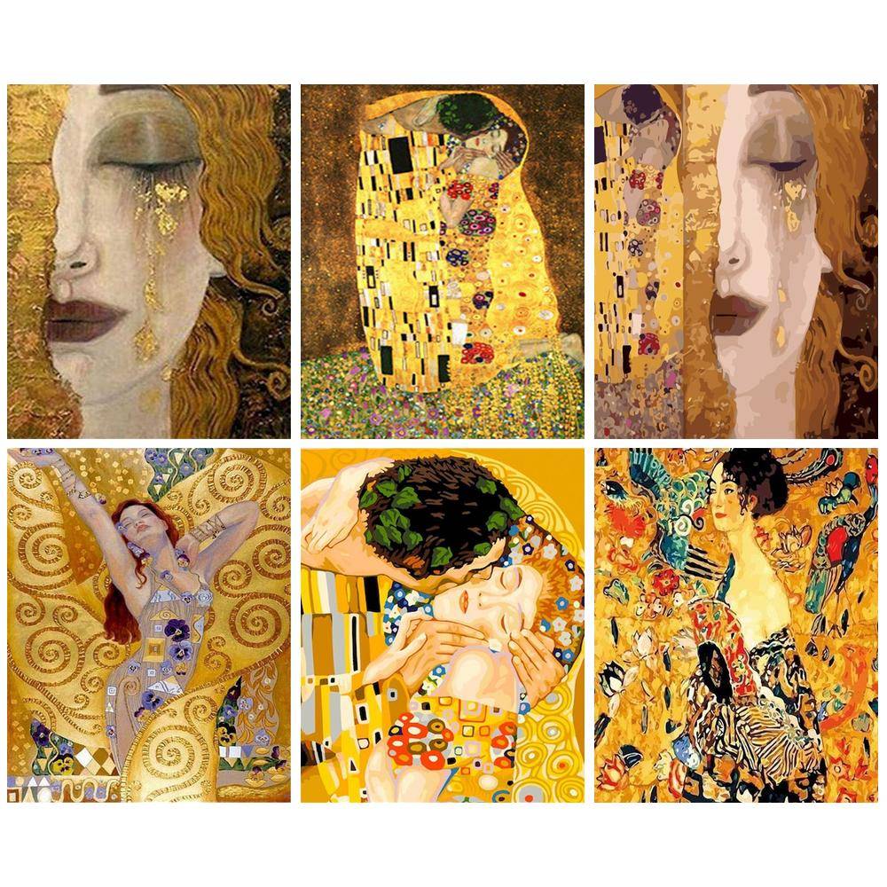 Diamantmålningssats Hel rund Rhinestone Mosaik Klimt 5D DIY Diamantbroderi Landskap Korsstygn Heminredning