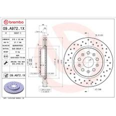 BREMBO 09.A972.1X Bremseskiver XTRA LINE - Xtra perforeret/indv. ventileret, coatet, med skruer