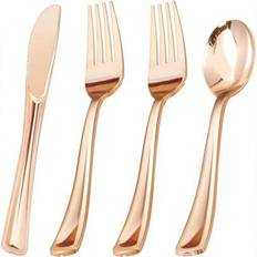 150-delars bestickset i guld/silver/rosaguld, 50 knivar, 50 gafflar, 50 skedar, lämplig för bröllop, fester, födelsedagar, kök, strandgrillfester, pic - Rose guld (Multi-size)