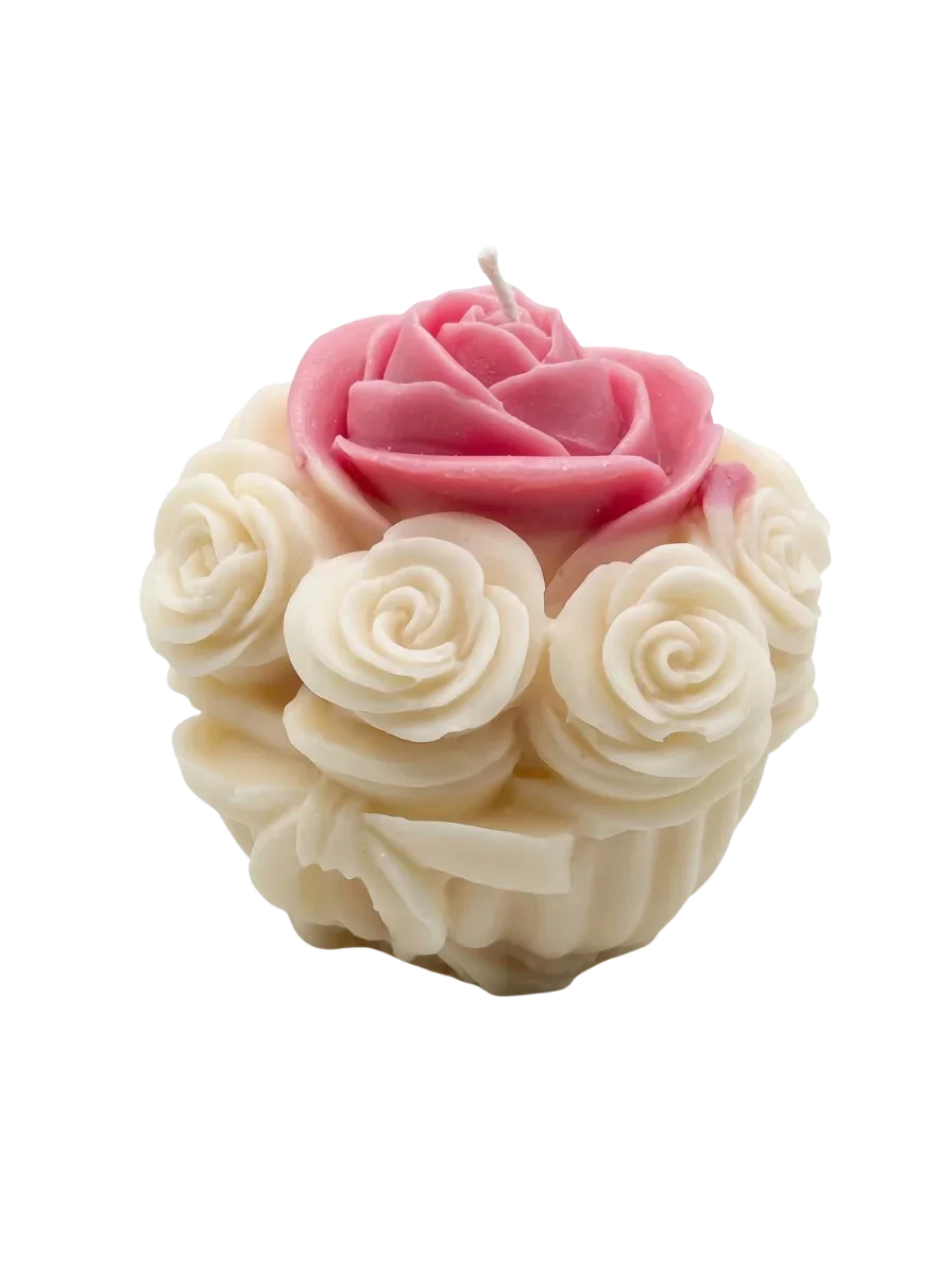 The Eternal Bouquet" Hand-Poured Rose Masterpiece Candle - Cotton Candy