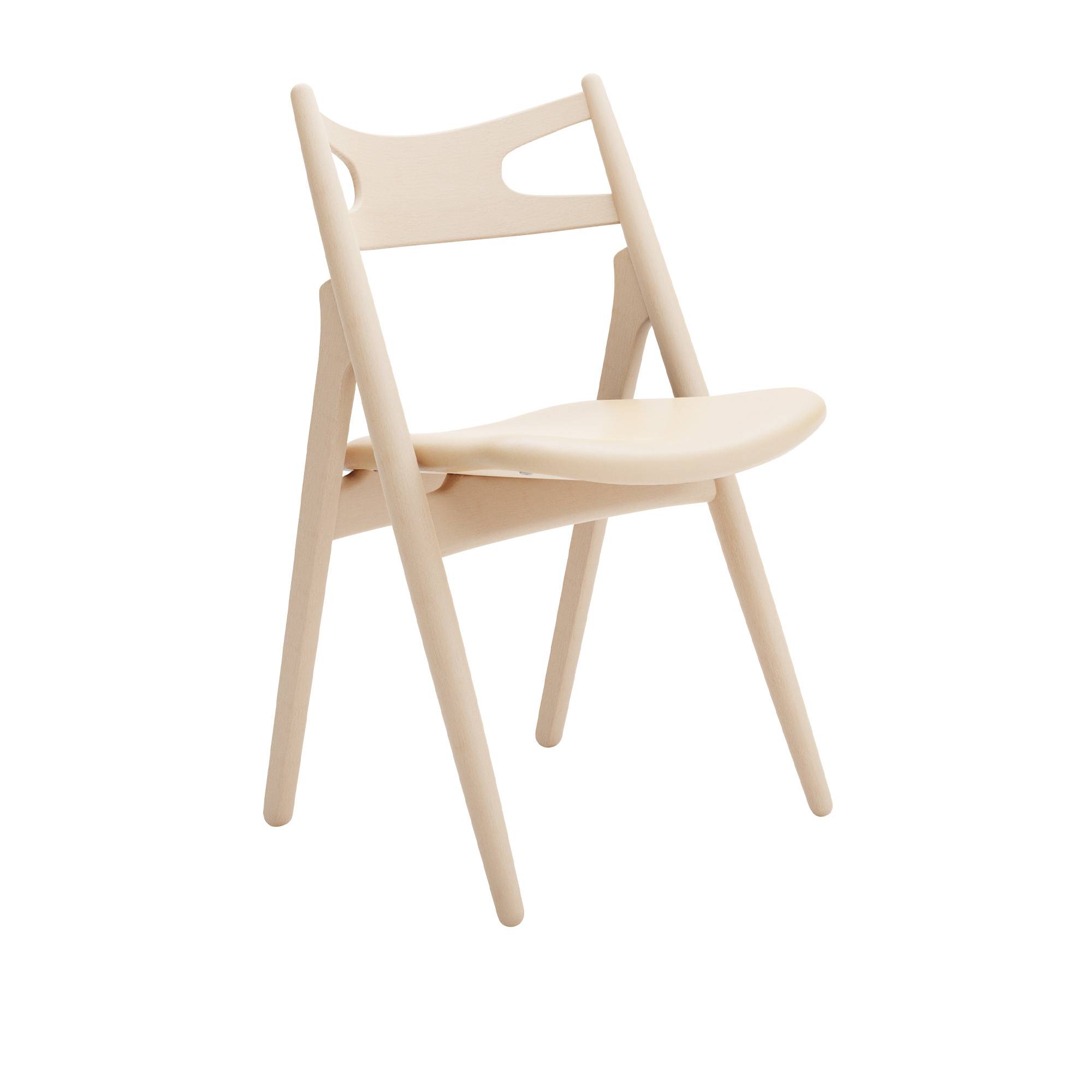 Carl Hansen - CH29P Sawbuck Chair, Tvålad Bok, Lädergrupp C Sif - 90 - Spisebordsstole - Hans J. Wegner - Træ farvet - Læder/Træ