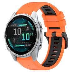 Garmin Fenix 8 AMOLED 43mm To-farvet urrem i silikone - Orange/Sort