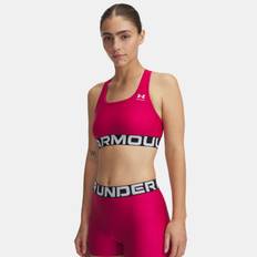 HeatGear® Armour Mid Branded Women's Sports Bra Shaded Fuchsia / White XXL