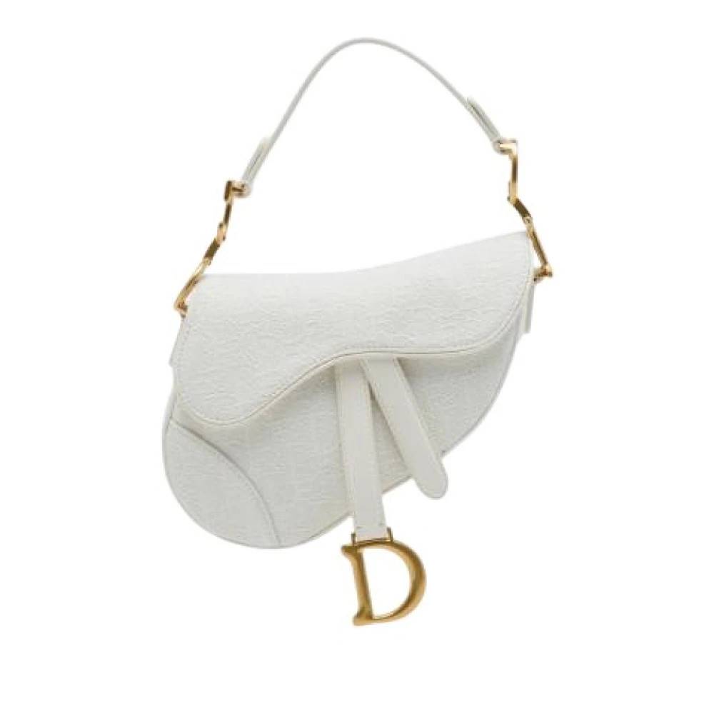 Dior Vintage Pre-owned Saddle Bag - Vintage - Dame - Hvid - ONE SIZE - Uld