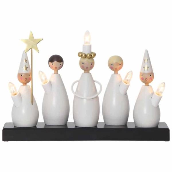 Ljusstake/Elljusstake Luciakör 33x22cm - Vit/Svart - Star Trading