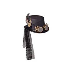 Topphattar, unisex, steampunk, halloween, utklädnad, hatt med glasögon, svart (58 cm)
