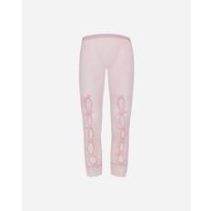 Women s Bownot Lace Cropped Leggings Pink