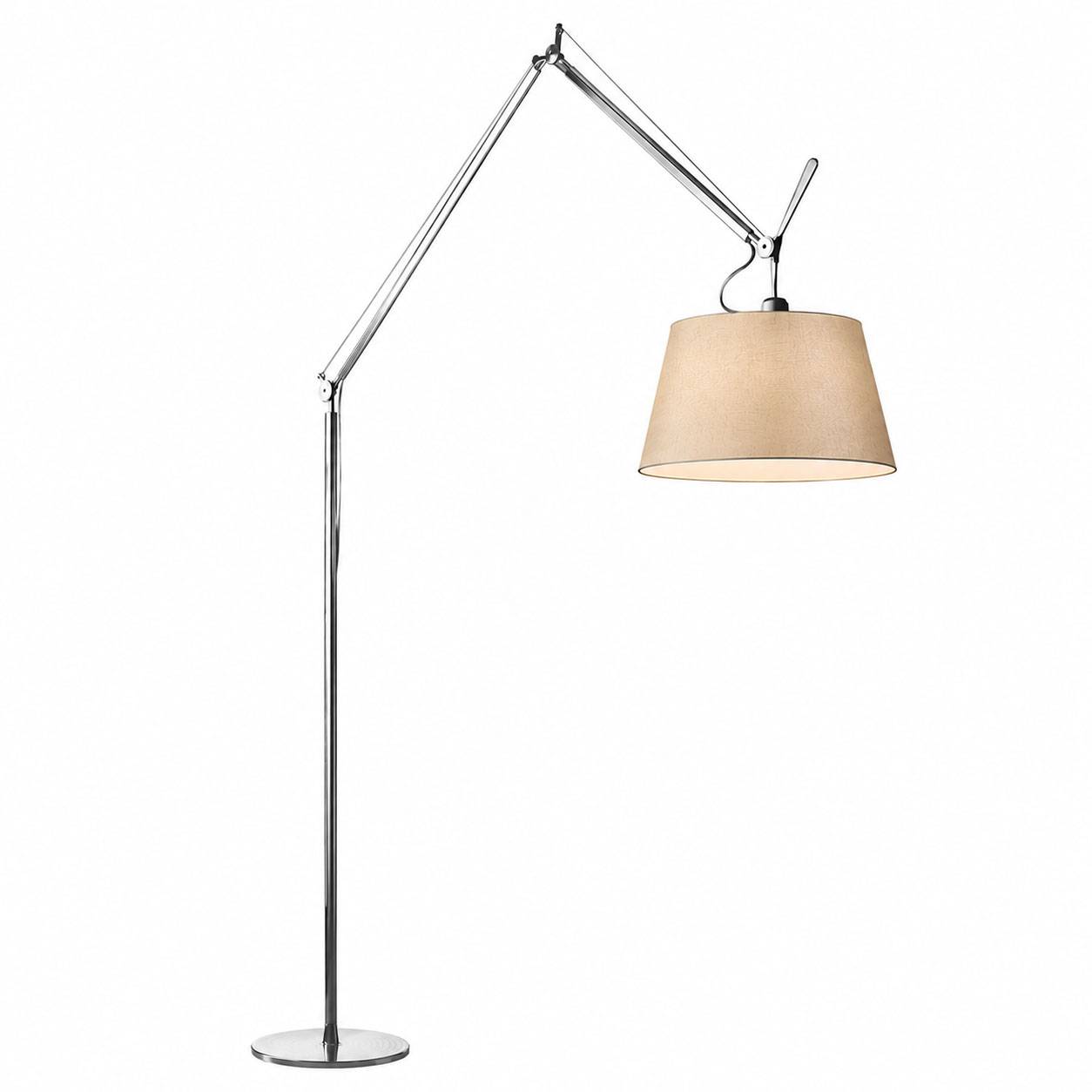 Artemide - Tolomeo Mega Golvlampa, Aluminium, Skärm i Pergamentpapper Ø 36 cm, Med dimmer - Standerlamper - Giancarlo Fassina,Michele De Lucchi - Sølv