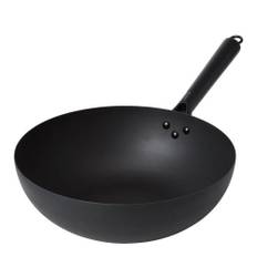 Satake - Wokpanna kolstål med träskaft 32 cm svart