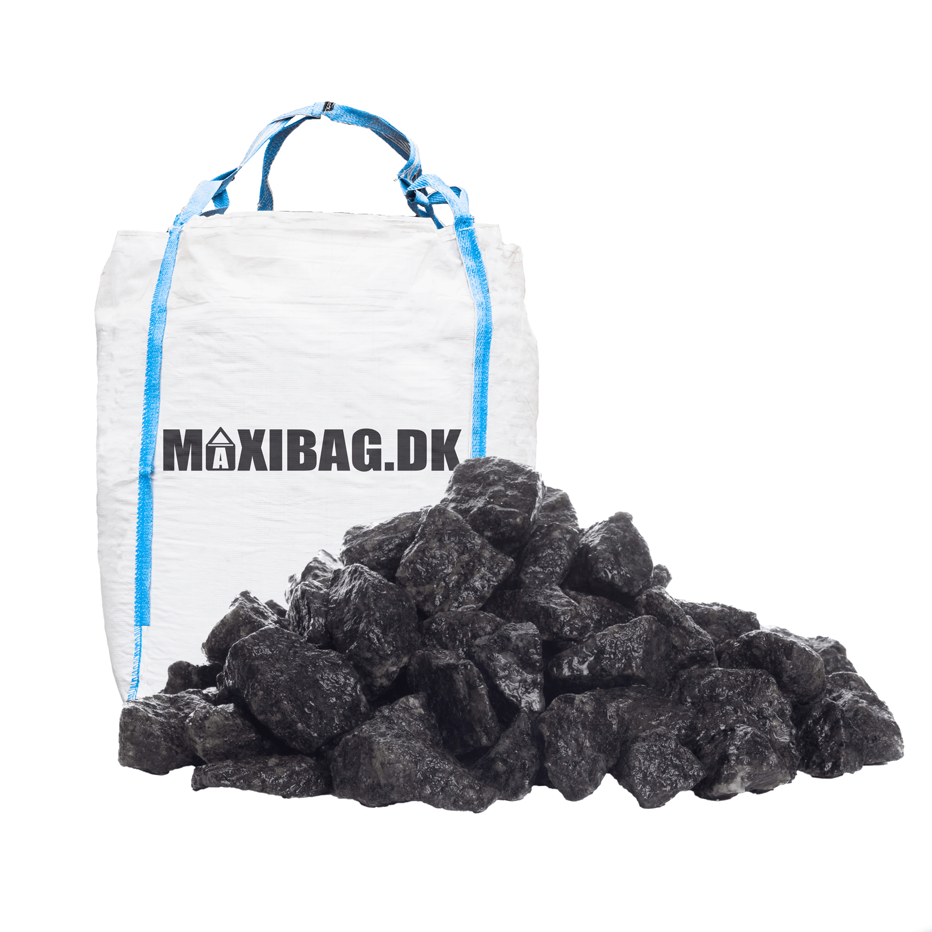 Sorte granitskærver 16-22 mm. - 1 m³ (1700 kg.) i maxibag