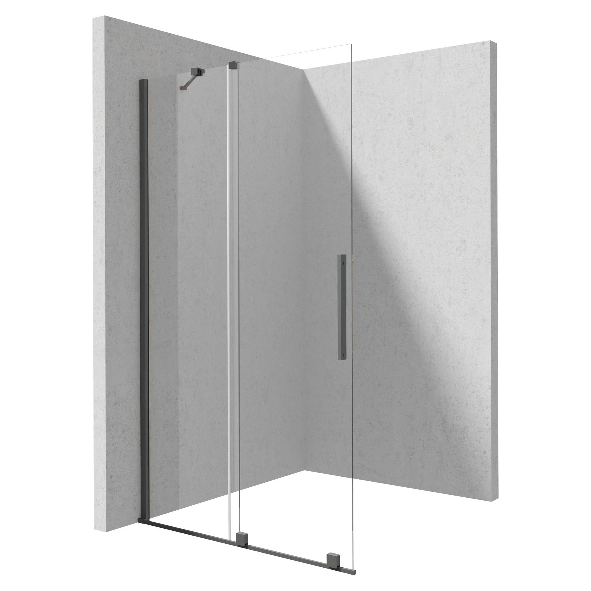 Duschvägg Prizma Grå Titanium Matt 6 mm 90x195 cm Skjutdörr