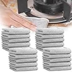 Graceful Double Stainless Steel Scrubber, 2024 New Multipurpose Wire Dishwashing Rags for Wet and Dry, Microfiber Dish Rags Scrubbing Pads, Multifunctional Non-scratch Wire Dishcloth(20pcs)