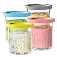 Vione Ersättning för Ninja Creami Deluxe Pints och lock - 4-pack, 60 ml. Pint-behållare kompatibel med NC501, NC500-serien - BPA-fri, diskmaskinssäker, blandade färger