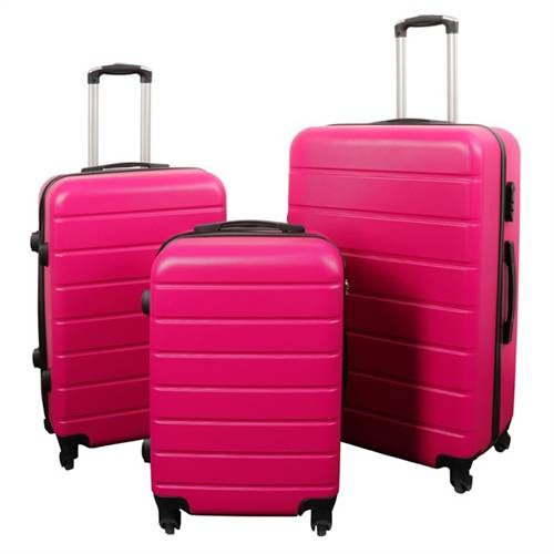 Kuffert - Pink med striber - Eksklusivt hardcase letvægt kuffert.