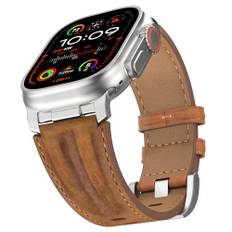 Bouixel Lederarmband kompatibel für Apple Watch Ultra 3 Armband 49mm 46mm 45mm 44mm 42mm, Top Grain Echtes Leder Band mit Metallverbinder für iWatch Ultra 2/1 Series 11 10 9 8 7 6 5 4 3 SE