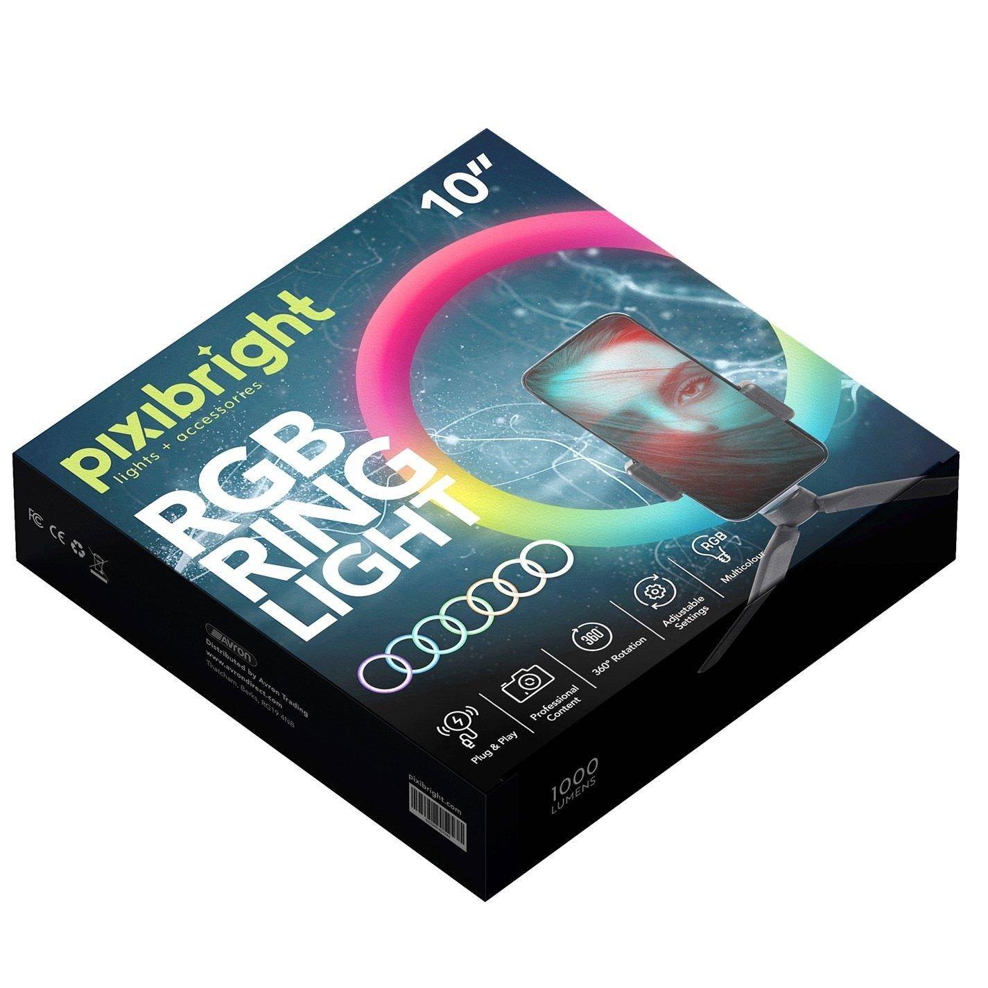 Pixibright Rgb Ring Light Selfie Sticks
