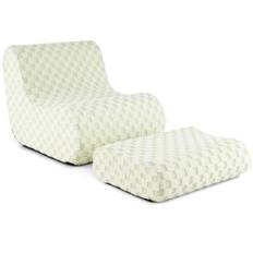 Bean Bag Chair med Ottoman – Ergonomisk, plysch sammet, grön