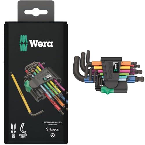 Wera Winkelschlüsselsatz 967 SPKL/9 TORX® BO Multicolour, BlackLaser, 9-teilig, 05073599001 & 05133164001 950/9 Hex-Plus Multicolour 2 Winkelschlüsselsatz, metrisch, BlackLaser, 9-teilig