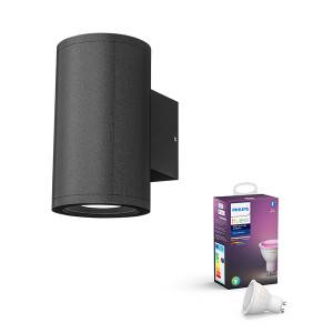 Philips Hue udendørs væglampe - Up&Down med Color & White Ambiance, GU10, antracit, 170 mm høj - Ledpro (restsalg)