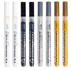 TEMU 8pcs Acrylic Paint Pens, Large Capacity Paint Marker, Oil-based Markers, Permanent Markers - Medium Point, For Drawing, Inking, Coloring, Cartoon, Crafts White Black Golden Silvery