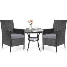 Balkongmöbler set med 3 delar, rotting trädgårdsmöbler sats, polyrattan loungeset, balkong loungeset, trädgårdsloungeset, polyrattan trädgårdsmöbelset, balkong möbler sittgrupp med kuddar och