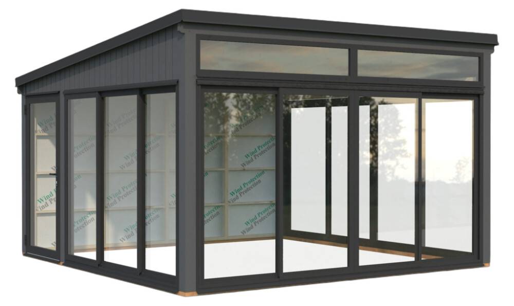 Palmako havestue Saga Slide malet mørkegrå 16,6 m²
