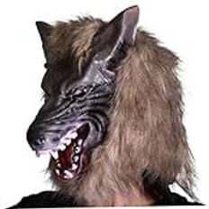 Pesoncarl vargmask, varulvsmask vinyl PVC skrämmande halloween mask en storlek läskig varg kostym skräckmask med ventilationshål cosplay varulv utklädningsmask för fest, skämt, karnevaler