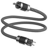 Tertullus HiFi High End strömkabel C15 strömkabel HiFi Audio kallenhetskabel med Schuko-kontakt och kall enhetskontakt (E860 – (europeisk kontakt/C7), 1,5 m)