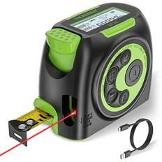 Huepar Massband Laser Entfernungsmesser 2 in 1, 60m Maßband Laser Messgerät & 5m Massband Maßband USB Aufladen mit HD LCD – Pythagoräischer, Bereich, Volumen, Messen, digitaler Entfernungsmesser