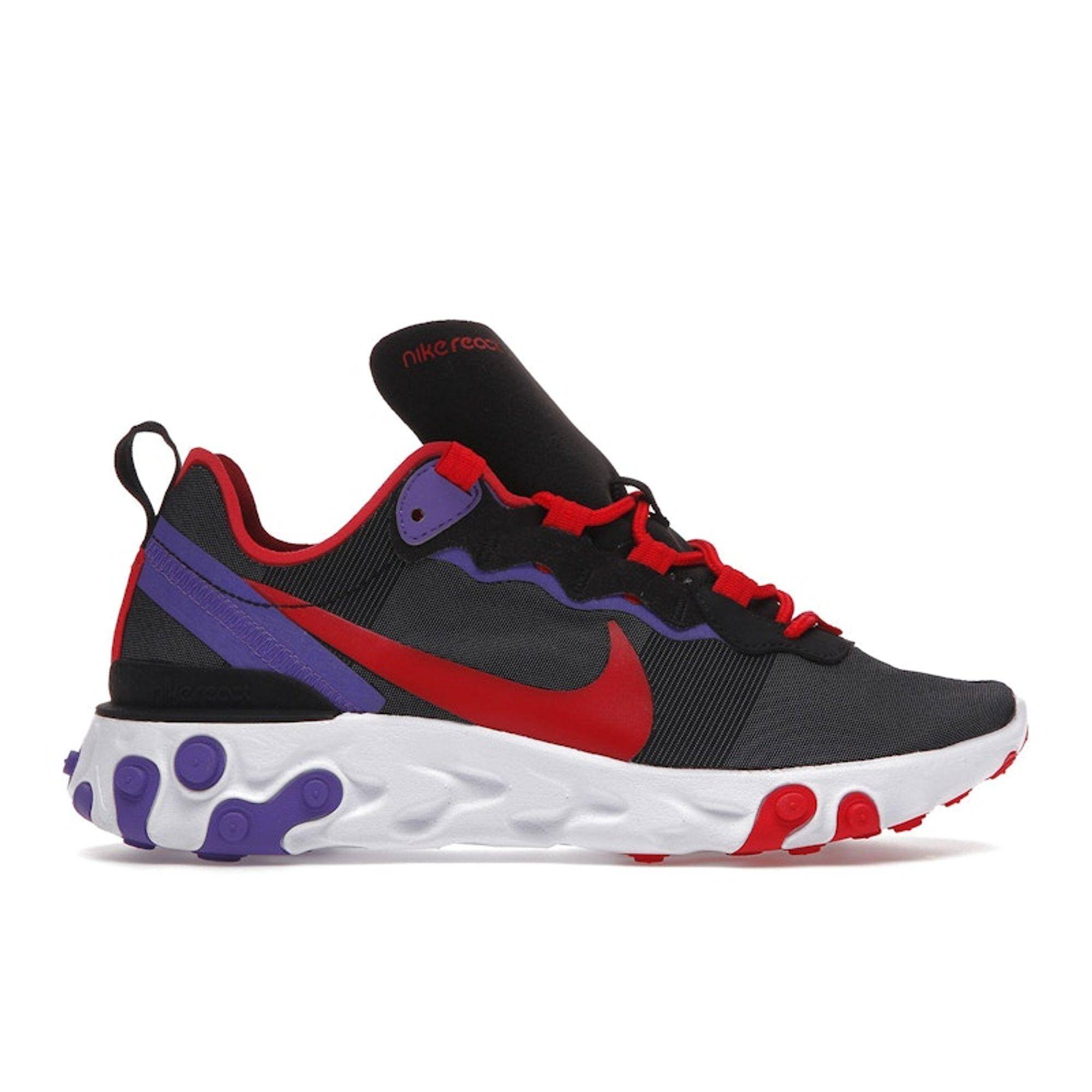 Nike React Element 55 Black Red Purple Women Sneakers University-Red White CQ9903-001 38.5