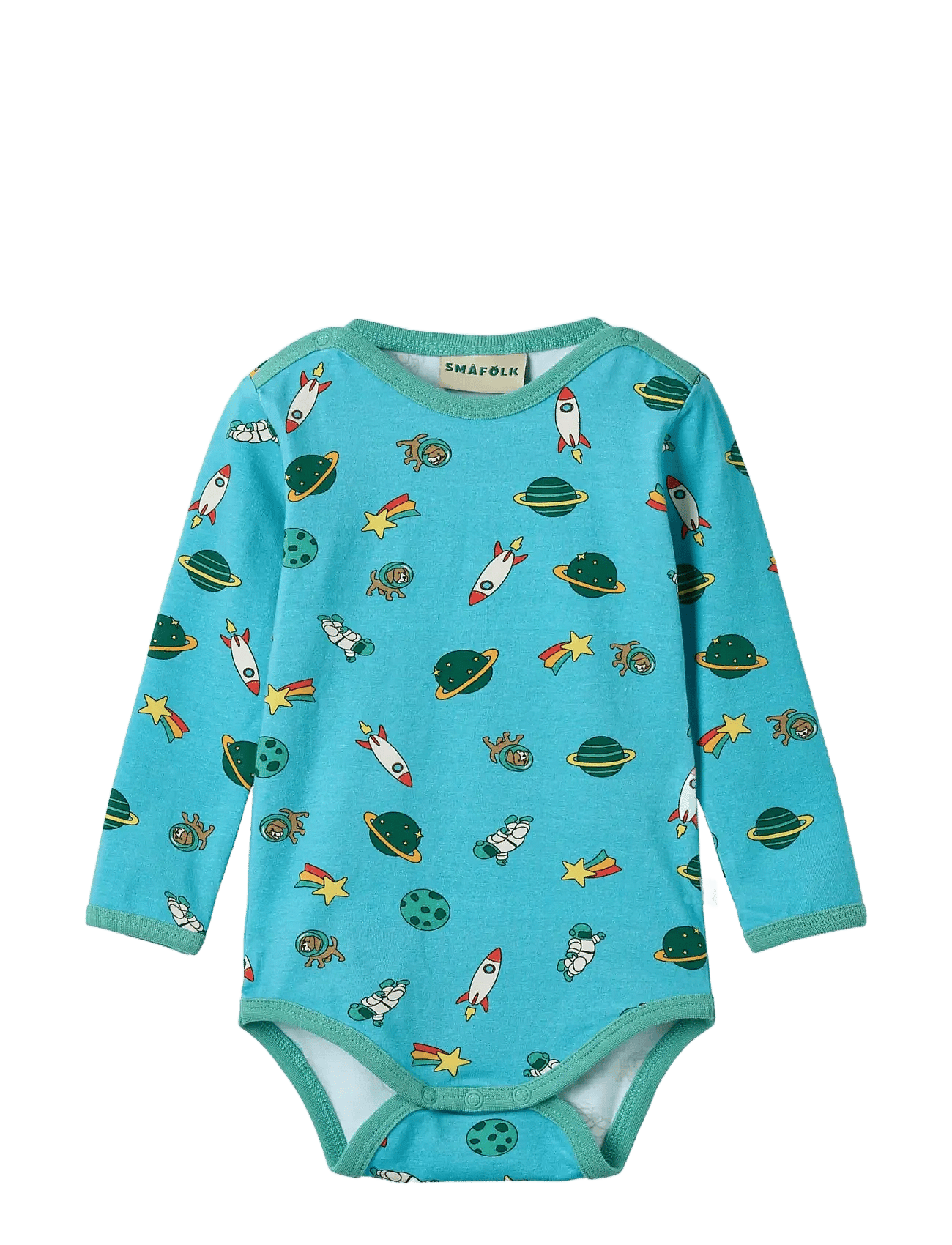 SMÅFOLK Elstar Long-Sleeved Baby Body With The Universe | Blue | 86