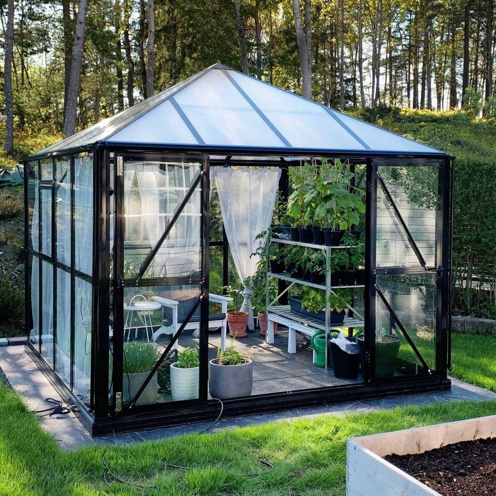 Växthus 8,7 m² | 5 års stormgaranti | Kvadratiskt premiumväxthus | Gazebo