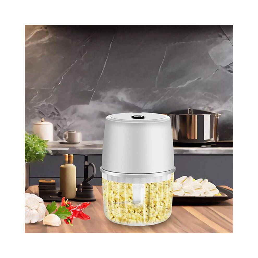 USB Electric Garlic Chopper 250ML Portable Wireless Food Chopper, Small Food Processor for Chopping Garlic Ginger-White