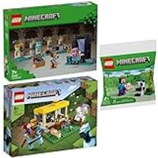 Lego Minecraft-set: 21252 Vapenkammaren, 21171 Hästststall & 30672 Steve med babypanda