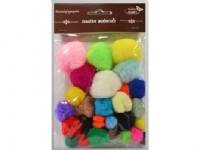 (ComputerSalg) Farverige pompoms 15-40 mm 30 stk