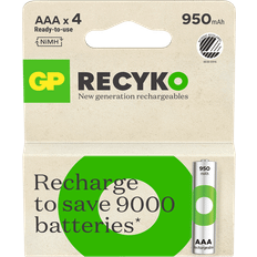 GP ReCyko Rechargeable Battery, Size AAA, 950 mAh, 4-pack