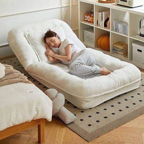 Konvertibel hopfällbar bäddsoffa, bekväm sovstol med kupékudde, mjuk tygbas och futonsoffa, vikbar madrass för vardagsrum, sovsal, gästanvändning, 185 x 95 cm