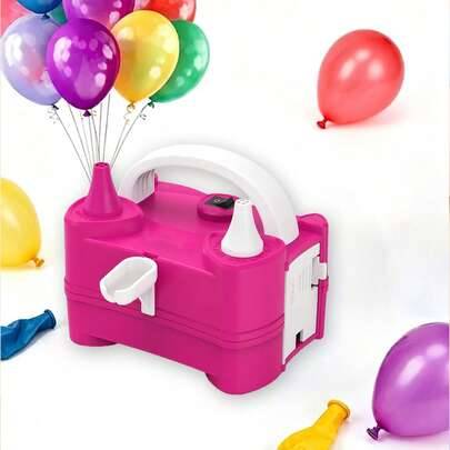 1 st bärbar elektrisk ballongpump, 220V-240V 400W elektrisk ballongpump, lämplig för festballongdekoration - Rosröd