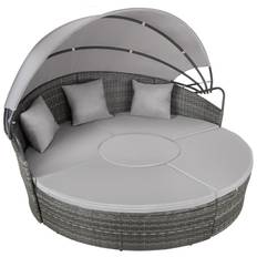 Rund daybed i polyrattan Santorini - grå