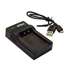 vhbw USB-laddare kompatibel med Olympus Li-42B, Li-40B, Li-42, Li-40 kamera, videokamera/batteri – laddningsdocka, laddningsdisplay, 4,2 V