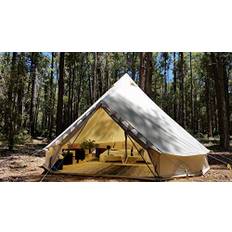Sport Tent wasserdichte Campingzelt Familienzelt Baumwolle Tipi Zelt mit Herdheber/Lochrohrentlüftung Indiana Zelt 6M Bell Tent Teepee Pyramidenzelt,6M