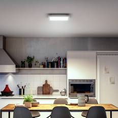 Philips Hue Smart taklampa Aurelle, dimbar, Vitt / opal, Vardagsrum / matsal, Aluminium / grå / zink, Modern, Smarta hem taklampa