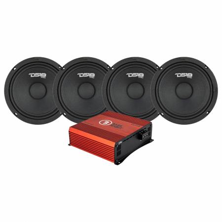 4-pak DS18 PRO-GM6.4 & Bass Habit SPL ELITE 225.4DF